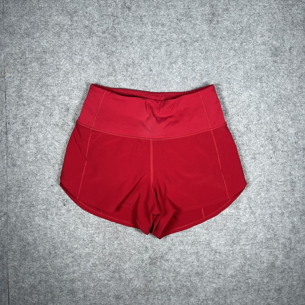 lululemon Speed Up Shorts Womens 4 Red Running Athletic Lined High Rise Pocket